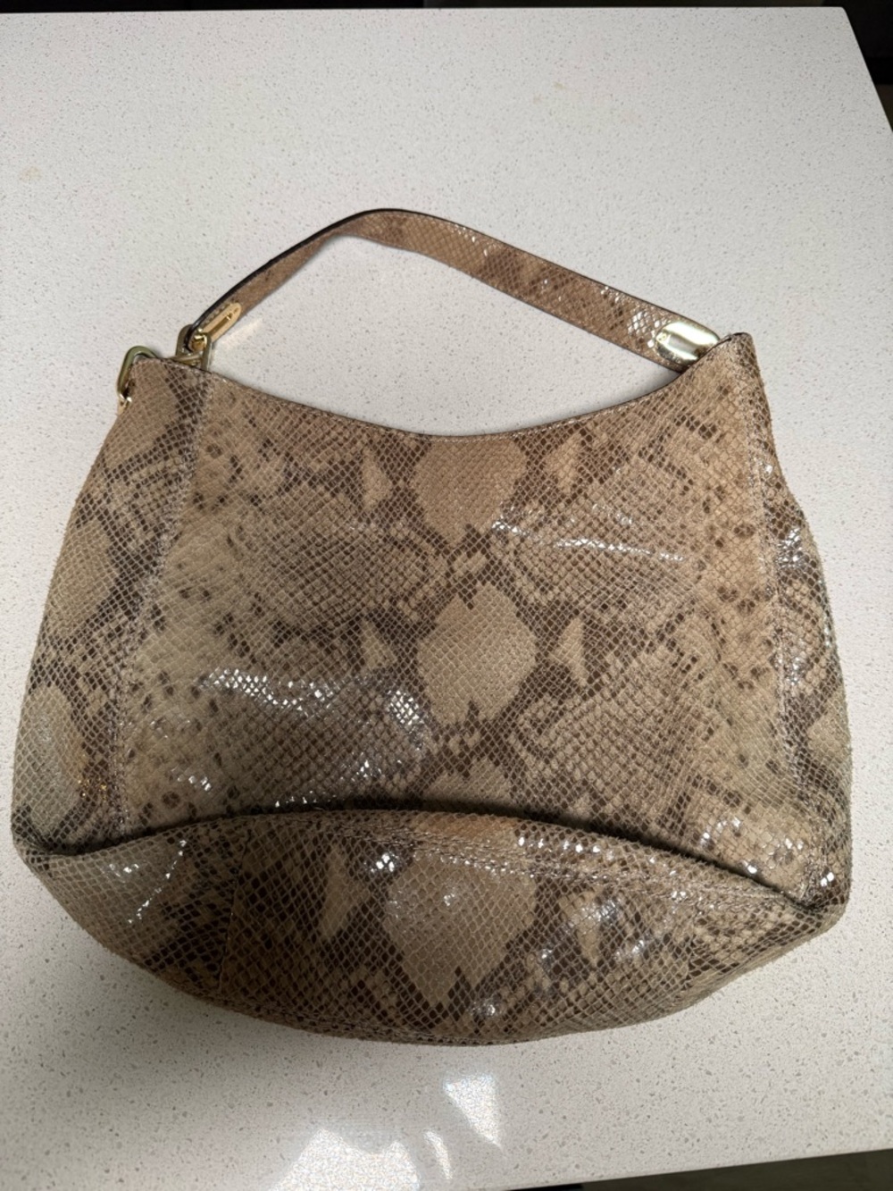Michael Kors Fulton Brown Snakeskin Hobo Shoulder Bag - Picture 2 of 5